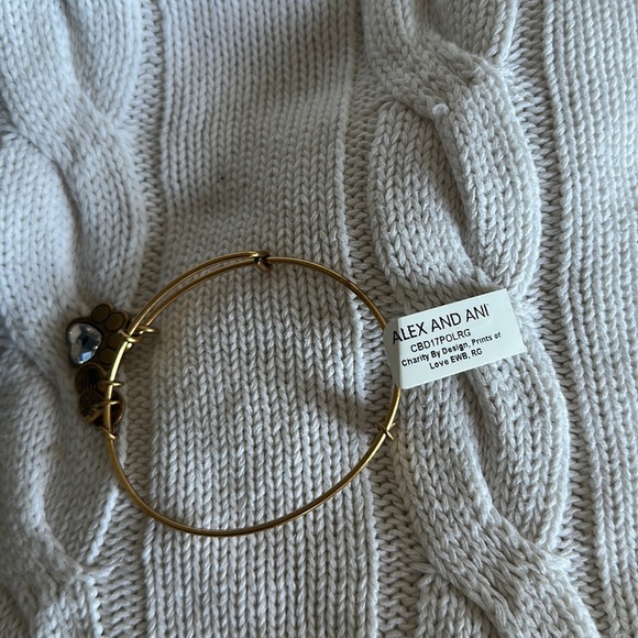 ALEX AND ANI Crystal Paw Prints of Love Charm Bangle Gold Bracelet - Picture 7 of 7